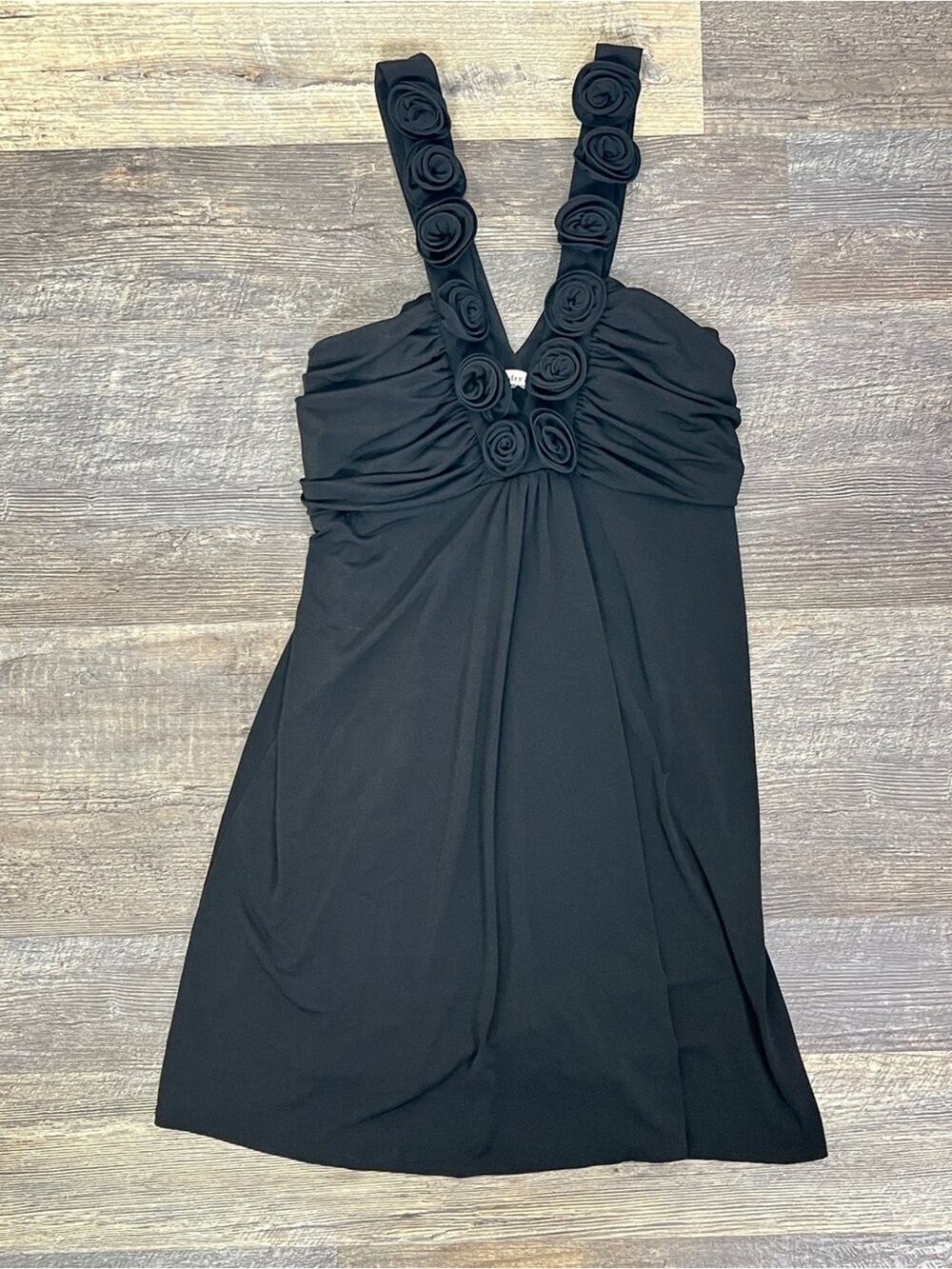 Laundry by Design Black Dress with flower straps size medium M? B116